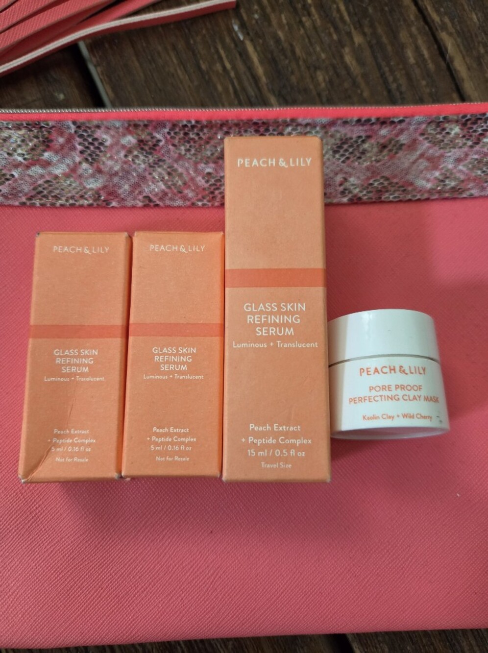 Peach & Lily Glass Skin Refining Serum, Mask and Makeup Bag Bundle